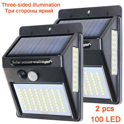 Solarna lampa ścienna 100 LED z czujnikiem ruchu PIR
