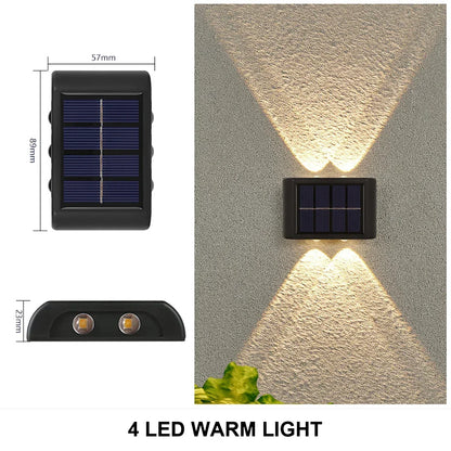 Wodoodporna solarna lampa ścienna, oświetlenie góra-dół do ogrodu