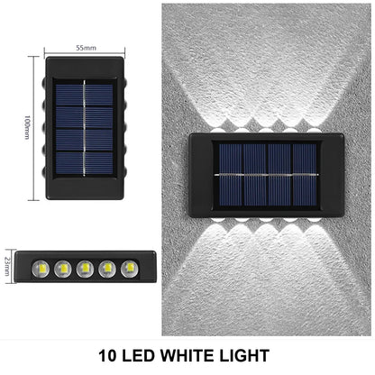 Wodoodporna solarna lampa ścienna, oświetlenie góra-dół do ogrodu