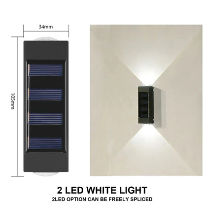 Wodoodporna solarna lampa ścienna, oświetlenie góra-dół do ogrodu