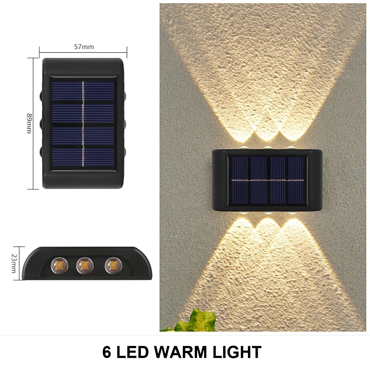 Wodoodporna solarna lampa ścienna, oświetlenie góra-dół do ogrodu