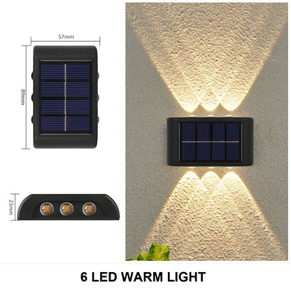 Wodoodporna solarna lampa ścienna, oświetlenie góra-dół do ogrodu