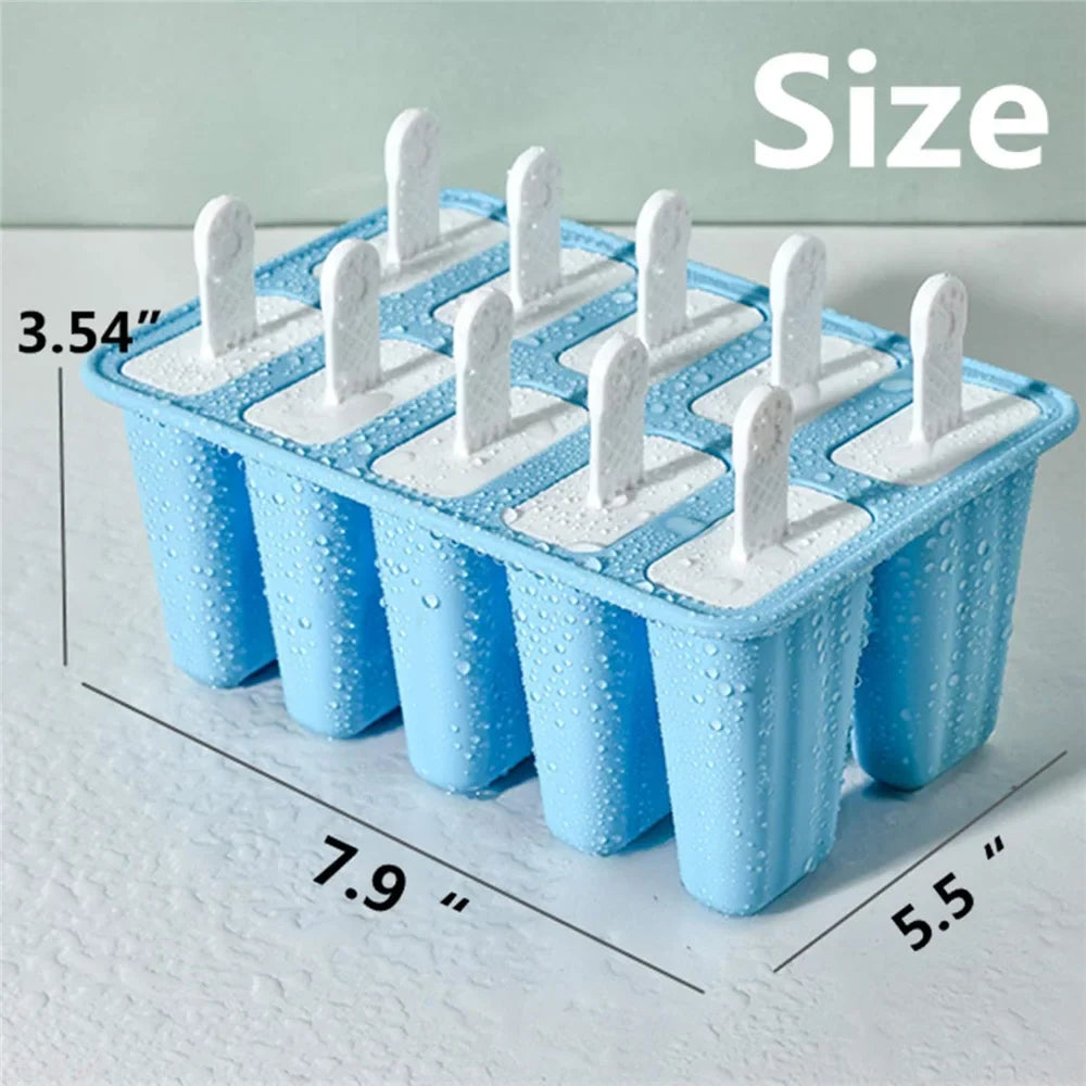 Silikonowe foremki na 10 lodów na patyku, BPA free