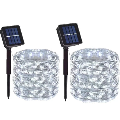 Solarne lampki LED na drucie miedzianym, 8 trybów, wodoodporne