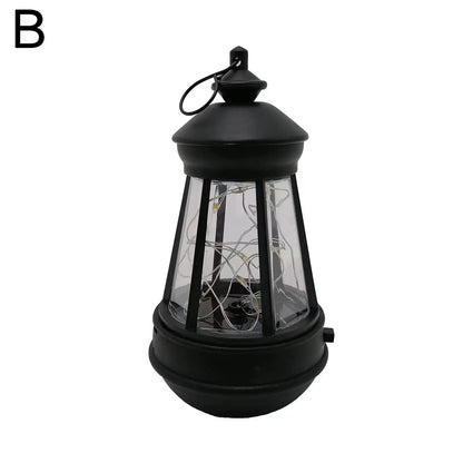 Retro solarna lampa naftowa LED, wisząca latarnia ogrodowa