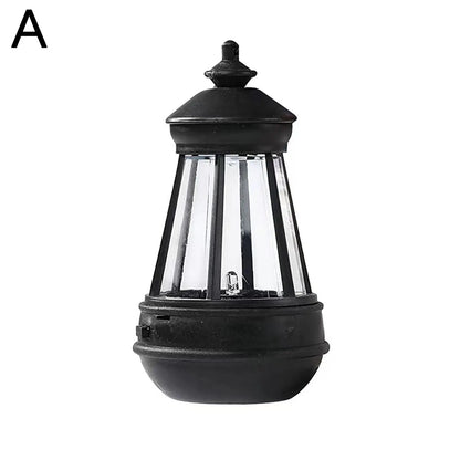 Retro solarna lampa naftowa LED, wisząca latarnia ogrodowa