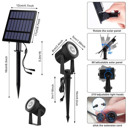 Solarna lampa LED 3000K/6000K/RGB, wodoodporna IP65, do ogrodu i na ścianę